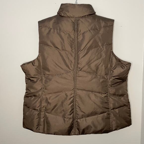 Lands' End Down Puffer Vest Men's Size XL NEW Brown Zip Up Outdoor Winter Warm - Picture 2 of 6